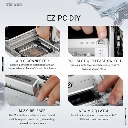 ASUS ROG Crosshair X870E Glacial AM5 E ATX Motherboard  DDR5  DIMM Fit  WiFi 7  PCIe 5 0  7X M 2  2X 10Gb LAN  5  LCD  AIO Q Connector  AI Cache Boost
