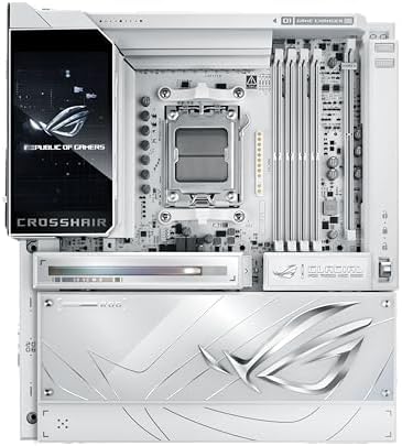 ASUS ROG Crosshair X870E Glacial AM5 E ATX Motherboard  DDR5  DIMM Fit  WiFi 7  PCIe 5 0  7X M 2  2X 10Gb LAN  5  LCD  AIO Q Connector  AI Cache Boost