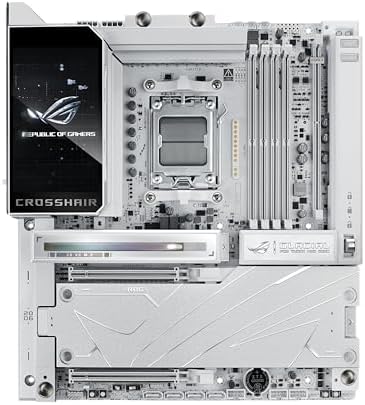ASUS ROG Crosshair X870E Glacial AM5 E ATX Motherboard  DDR5  DIMM Fit  WiFi 7  PCIe 5 0  7X M 2  2X 10Gb LAN  5  LCD  AIO Q Connector  AI Cache Boost