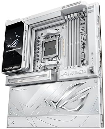 ASUS ROG Crosshair X870E Glacial AM5 E ATX Motherboard  DDR5  DIMM Fit  WiFi 7  PCIe 5 0  7X M 2  2X 10Gb LAN  5  LCD  AIO Q Connector  AI Cache Boost