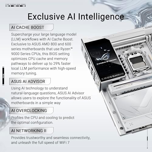 ASUS ROG Crosshair X870E Glacial AM5 E ATX Motherboard  DDR5  DIMM Fit  WiFi 7  PCIe 5 0  7X M 2  2X 10Gb LAN  5  LCD  AIO Q Connector  AI Cache Boost