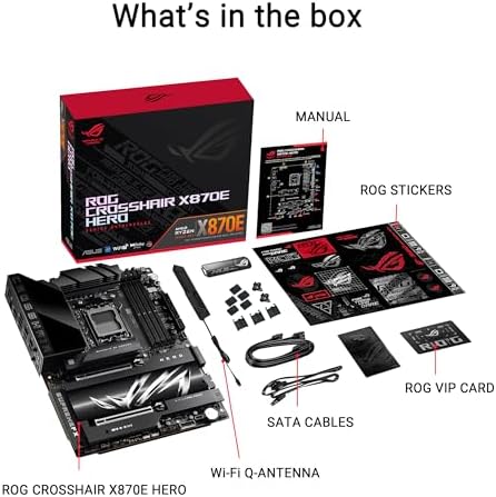 ASUS ROG Crosshair X870E Hero AMD X870E AM5 ATX Motherboard  Advanced AI PC Ready  18 2 2 Power Stages  DDR5  PCIe  5 0  5X M 2  Wi Fi 7  USB4   AI Overclocking  Core Flex  PCIe Slot Q Release Slim