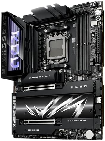 ASUS ROG Crosshair X870E Hero AMD X870E AM5 ATX Motherboard  Advanced AI PC Ready  18 2 2 Power Stages  DDR5  PCIe  5 0  5X M 2  Wi Fi 7  USB4   AI Overclocking  Core Flex  PCIe Slot Q Release Slim
