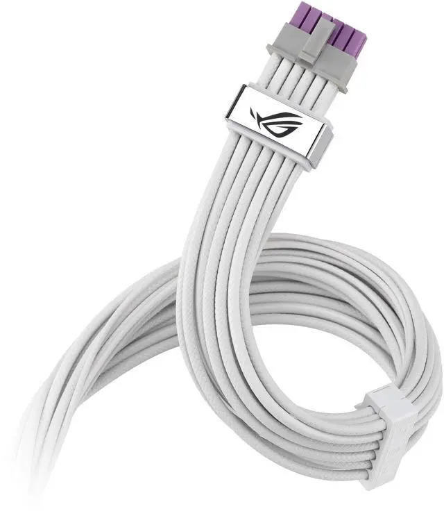 ASUS ROG Equalizer White Edition 12V 2x6 PCIe Cable  ATX 3 1 & PCIe 5 1  Load Balance PSU to ROG Equalizer Power  Reduction of Current Variation  Enhanced Graphics Card Protection   3 Year Warranty