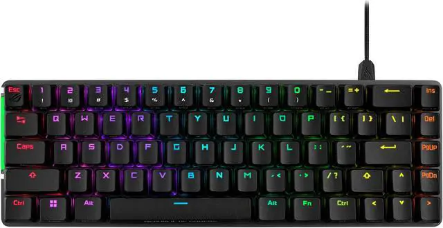 ASUS ROG Falchion Ace 65  RGB Compact Gaming Mechanical Keyboard  Lubed ROG NX Red Switches & Switch Stabilizers  Sound Dampening Foam  PBT Keycaps  Wired with KVM  Three Angles  Cover Case Black