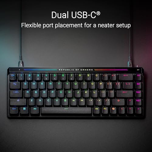 ASUS ROG Falchion Ace HFX Hall Effect Gaming Keyboard – 65% TKL, Dual USB-C, Magnetic Switches, Rapid Trigger, Speed Tap, 8000 Hz Polling, Touch Panel, Portable, Protective Cover, PBT Keycaps - Black