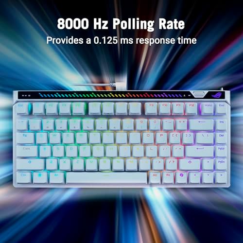 ASUS ROG Falchion Ace 75 HE Wired Analog Hall Effect Gaming Keyboard  75  TKL  USB  Hot Swappable HFX V2X Magnetic Switch  Rapid Trigger  8KHz Polling  PBT Keycap  Carry Case  Web based Config   White
