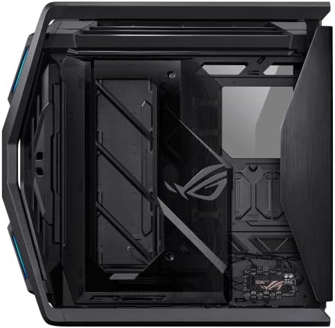 ASUS ROG Hyperion GR701 BTF Edition PC case  ASUS ATX BTF motherboards Support  420 mm Dual Radiator Support  Four 140 mm Fans  Metal GPU Holder  Component Storage  ARGB Fan hub  60W Fast Charging