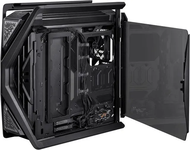ASUS ROG Hyperion GR701 EATX full tower computer case with semi open structure  tool free side panels  supports up to 2 x 420mm radiators  built in graphics card holder 2x front panel Type C