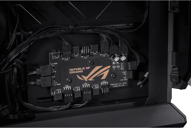 ASUS ROG Hyperion GR701 EATX full tower computer case with semi open structure  tool free side panels  supports up to 2 x 420mm radiators  built in graphics card holder 2x front panel Type C