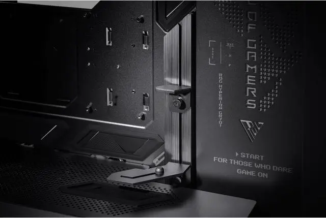 ASUS ROG Hyperion GR701 EATX full tower computer case with semi open structure  tool free side panels  supports up to 2 x 420mm radiators  built in graphics card holder 2x front panel Type C