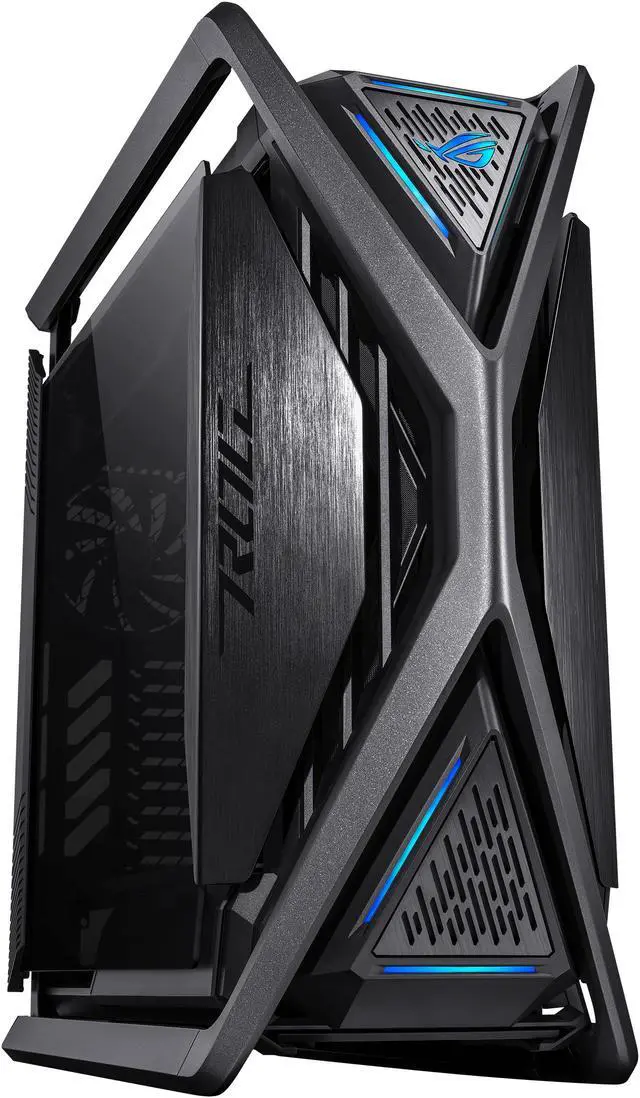 ASUS ROG Hyperion GR701 EATX full tower computer case with semi open structure  tool free side panels  supports up to 2 x 420mm radiators  built in graphics card holder 2x front panel Type C