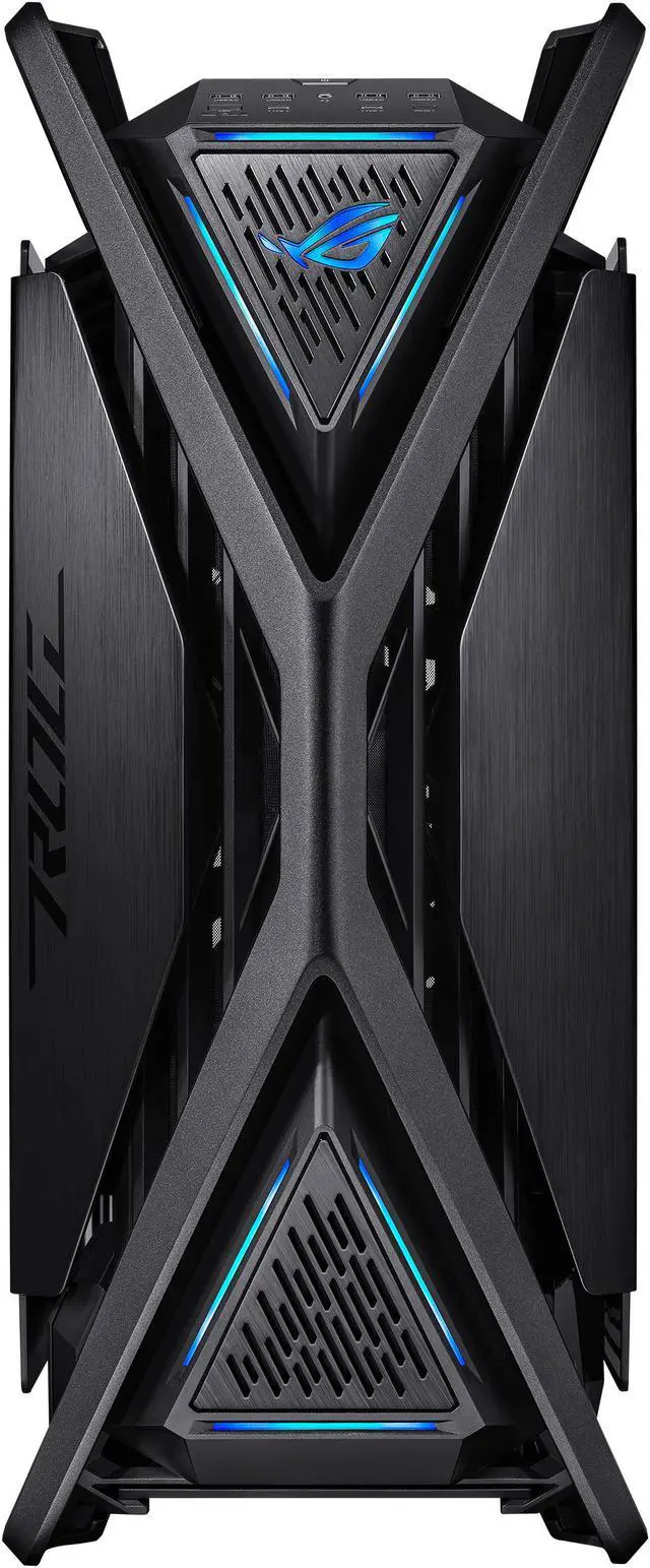 ASUS ROG Hyperion GR701 EATX full tower computer case with semi open structure  tool free side panels  supports up to 2 x 420mm radiators  built in graphics card holder 2x front panel Type C