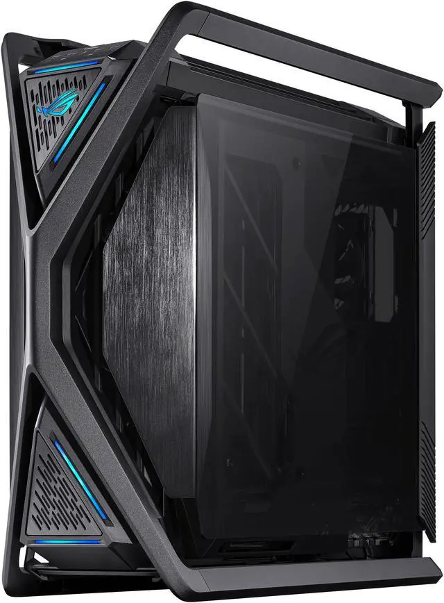 ASUS ROG Hyperion GR701 EATX full tower computer case with semi open structure  tool free side panels  supports up to 2 x 420mm radiators  built in graphics card holder 2x front panel Type C