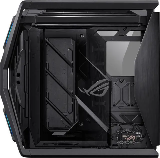 ASUS ROG Hyperion GR701 EATX full tower computer case with semi open structure  tool free side panels  supports up to 2 x 420mm radiators  built in graphics card holder 2x front panel Type C