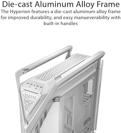 ASUS ROG Hyperion GR701 White EATX Gaming Case  High Airflow Design  Tool Free Side Panels  Pre Installed 4x140mm Fans  Supports 420mm Radiators  Built in GPU Holder  Front USB C  2 Year Warranty