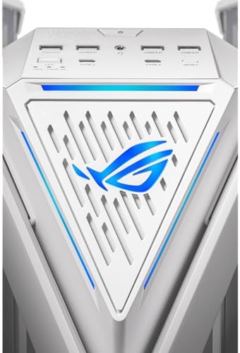 ASUS ROG Hyperion GR701 White EATX Gaming Case  High Airflow Design  Tool Free Side Panels  Pre Installed 4x140mm Fans  Supports 420mm Radiators  Built in GPU Holder  Front USB C  2 Year Warranty
