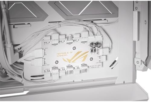 ASUS ROG Hyperion GR701 White EATX Gaming Case  High Airflow Design  Tool Free Side Panels  Pre Installed 4x140mm Fans  Supports 420mm Radiators  Built in GPU Holder  Front USB C  2 Year Warranty