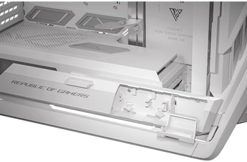 ASUS ROG Hyperion GR701 White EATX Gaming Case  High Airflow Design  Tool Free Side Panels  Pre Installed 4x140mm Fans  Supports 420mm Radiators  Built in GPU Holder  Front USB C  2 Year Warranty