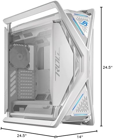 ASUS ROG Hyperion GR701 White EATX Gaming Case  High Airflow Design  Tool Free Side Panels  Pre Installed 4x140mm Fans  Supports 420mm Radiators  Built in GPU Holder  Front USB C  2 Year Warranty