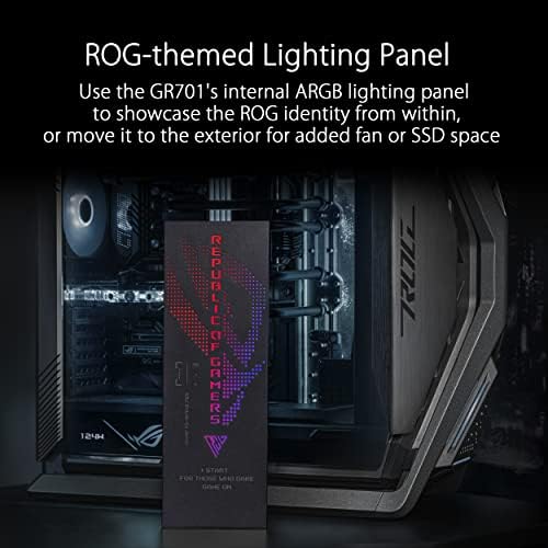 ASUS ROG Hyperion GR701 EATX Gaming Case  High Airflow Design  Tool Free Side Panels  Pre Installed 4x140mm Fans  Supports 420mm Radiators  Built in GPU Holder  Front USB Type C  2 Year Warranty