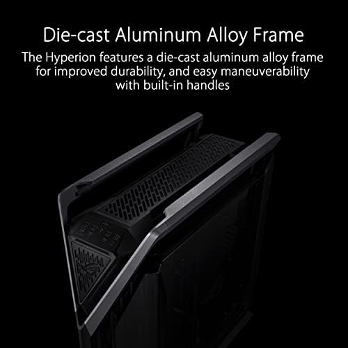 ASUS ROG Hyperion GR701 EATX Gaming Case  High Airflow Design  Tool Free Side Panels  Pre Installed 4x140mm Fans  Supports 420mm Radiators  Built in GPU Holder  Front USB Type C  2 Year Warranty