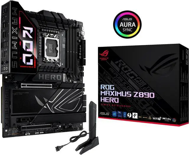 ASUS ROG MAXIMUS Z890 HERO Intel  Z890 LGA 1851 ATX motherboard  Advanced AI PC ready  22 2 1 2 stages  DDR5  WiFi 7  3x PCIe  5 0 M 2  Thunderbolt  4  USB Type C   AI Overclocking/Cooling/Networking