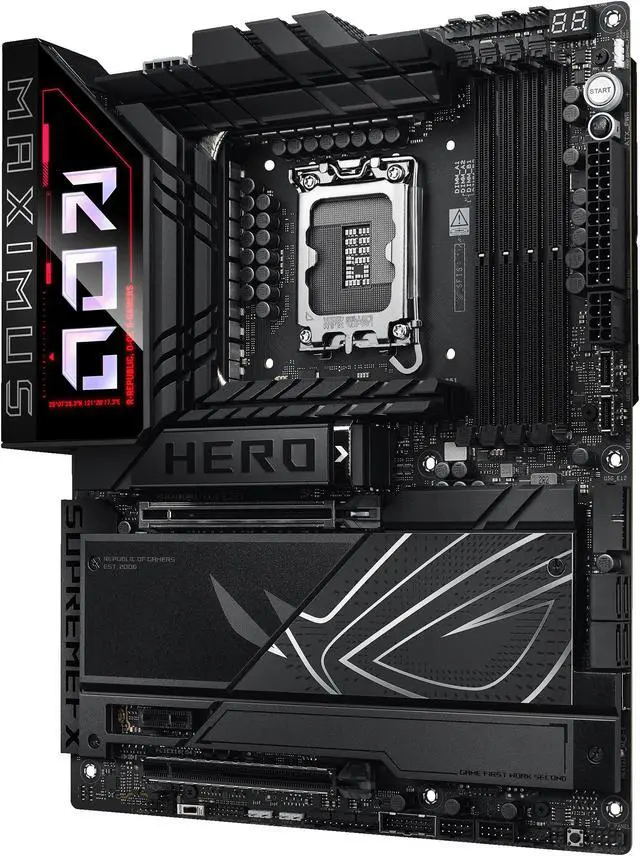 ASUS ROG MAXIMUS Z890 HERO Intel  Z890 LGA 1851 ATX motherboard  Advanced AI PC ready  22 2 1 2 stages  DDR5  WiFi 7  3x PCIe  5 0 M 2  Thunderbolt  4  USB Type C   AI Overclocking/Cooling/Networking