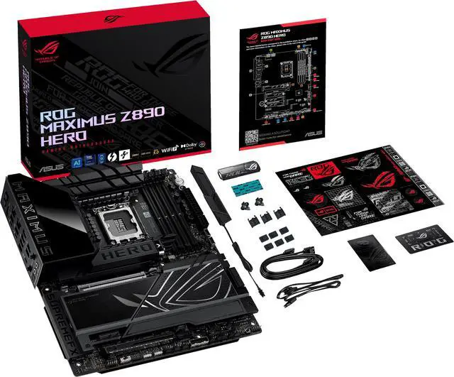 ASUS ROG MAXIMUS Z890 HERO Intel  Z890 LGA 1851 ATX motherboard  Advanced AI PC ready  22 2 1 2 stages  DDR5  WiFi 7  3x PCIe  5 0 M 2  Thunderbolt  4  USB Type C   AI Overclocking/Cooling/Networking