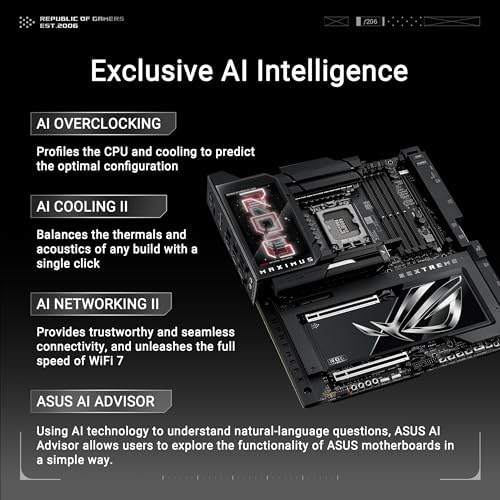 ASUS ROG MAXIMUS Z890 EXTREME Intel  Z890 LGA 1851 E ATX motherboard  Advanced AI PC ready  24 2 1 2 stages  DDR5  WiFi7  2 5G/10G LAN  PCIe  5 0 M 2  Thunderbolt  5  USB Type C   AI OC  5  LCD Screen