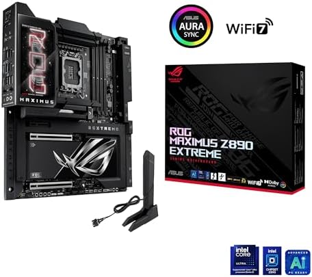 ASUS ROG MAXIMUS Z890 EXTREME Intel  Z890 LGA 1851 E ATX motherboard  Advanced AI PC ready  24 2 1 2 stages  DDR5  WiFi7  2 5G/10G LAN  PCIe  5 0 M 2  Thunderbolt  5  USB Type C   AI OC  5  LCD Screen
