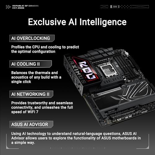 ASUS ROG Maximus Z890 Hero Intel  Z890 LGA 1851 ATX Motherboard  Advanced AI PC Ready  22 2 1 2 Stages  DDR5  WiFi 7  3X PCIe  5 0 M 2  Thunderbolt  4  USB Type C   AI Overclocking/Cooling/Networking