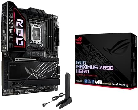 ASUS ROG Maximus Z890 Hero Intel Z890 LGA1851 DDR5 9200 HDMI 2xUSB4 6X M2 USB3 2 WiFi 7   BT Aura RGB 5Gbit   2 5Gbit LAN ATX 22 1 2 2 Power Phases  Motherboard