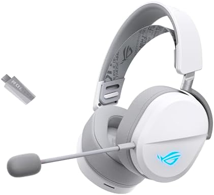 ASUS ROG Pelta Wireless Gaming Headset with Detachable Mic   Tri Mode  BT  2 4GHz  USB C  50mm Titanium Plated Drivers  70Hr Battery  Ergonomic  Lightweight  for PC  PS5  PS4  Switch  Mobile   White