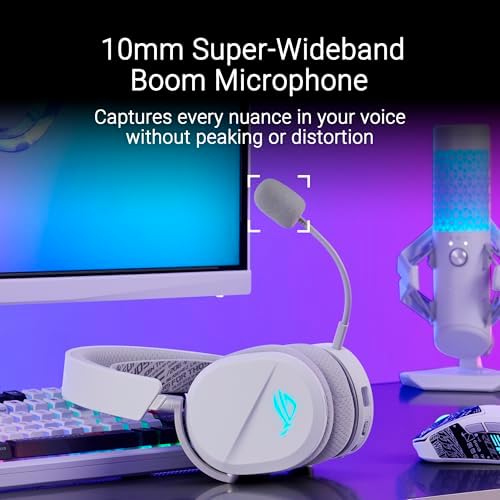 ASUS ROG Pelta Wireless Gaming Headset with Detachable Mic   Tri Mode  BT  2 4GHz  USB C  50mm Titanium Plated Drivers  70Hr Battery  Ergonomic  Lightweight  for PC  PS5  PS4  Switch  Mobile   White