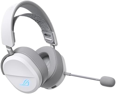 ASUS ROG Pelta Wireless Gaming Headset with Detachable Mic   Tri Mode  BT  2 4GHz  USB C  50mm Titanium Plated Drivers  70Hr Battery  Ergonomic  Lightweight  for PC  PS5  PS4  Switch  Mobile   White