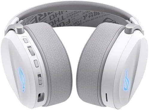 ASUS ROG Pelta Wireless Gaming Headset with Detachable Mic   Tri Mode  BT  2 4GHz  USB C  50mm Titanium Plated Drivers  70Hr Battery  Ergonomic  Lightweight  for PC  PS5  PS4  Switch  Mobile   White