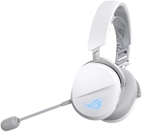 ASUS ROG Pelta Wireless Gaming Headset with Detachable Mic   Tri Mode  BT  2 4GHz  USB C  50mm Titanium Plated Drivers  70Hr Battery  Ergonomic  Lightweight  for PC  PS5  PS4  Switch  Mobile   White