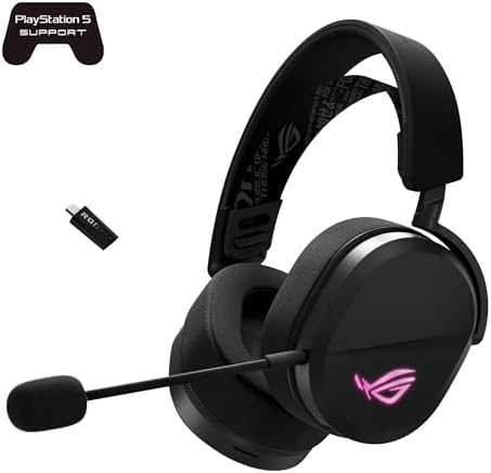 ASUS ROG Pelta Wireless Gaming Headset with Detachable Mic   Tri Mode  BT  2 4GHz  USB C  50mm Titanium Plated Drivers  70Hr Battery  Ergonomic  Lightweight  for PC  PS5  PS4  Switch  Mobile   Black