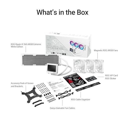 ASUS ROG RYUJIN III 360 ARGB EXTREME all in one AIO CPU liquid cooler  AMD Ryzen 9000 & Intel  Core  Ultra Ready  Asetek Gen8 V2 pump; high airflow static pressure magnetic fans; customizable 3 5 LCD