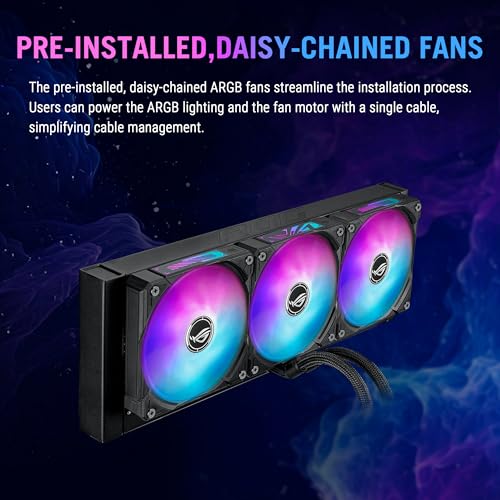 ASUS ROG RYUO IV SLC 360 ARGB All in one CPU Liquid Cooler Shortened tubing  Curved 6 67 inch AMOLED Display Supports 3D Effect Video or Customized System Information  6 Year Warranty