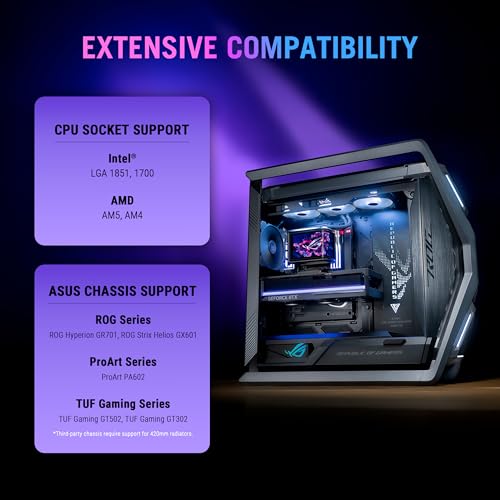 ASUS ROG RYUO IV SLC 360 ARGB All in one CPU Liquid Cooler Shortened tubing  Curved 6 67 inch AMOLED Display Supports 3D Effect Video or Customized System Information  6 Year Warranty