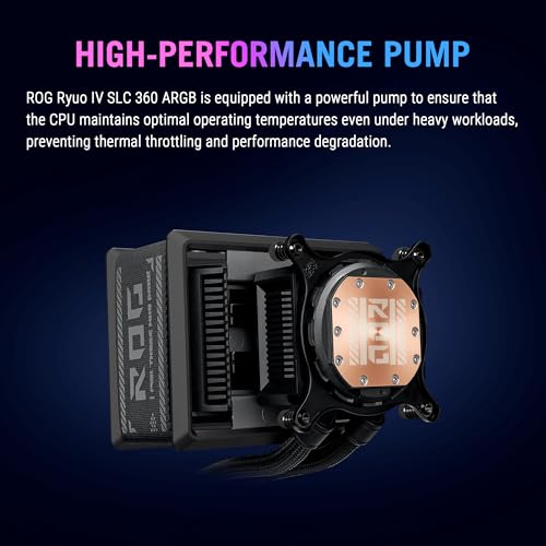 ASUS ROG RYUO IV SLC 360 ARGB All in one CPU Liquid Cooler Shortened tubing  Curved 6 67 inch AMOLED Display Supports 3D Effect Video or Customized System Information  6 Year Warranty