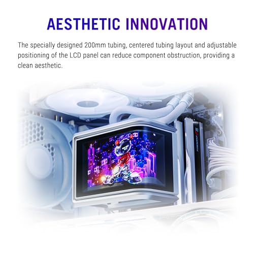 ASUS ROG RYUO IV SLC 360 ARGB White Edition All in one CPU Liquid Cooler  Shortened tubing for Clean Aesthetic  Movable Curved 6 67 inch Display  6 Year Warranty