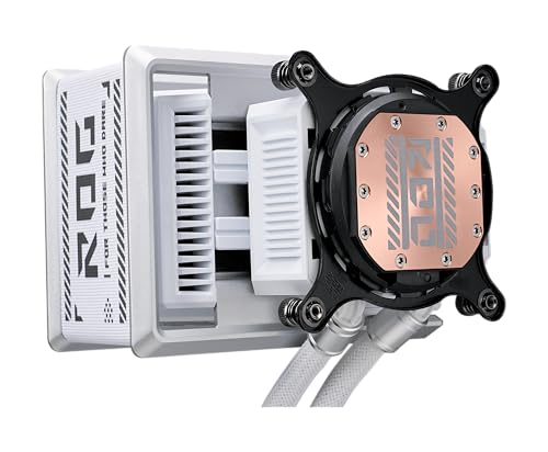 ASUS ROG RYUO IV SLC 360 ARGB White Edition All in one CPU Liquid Cooler  Shortened tubing for Clean Aesthetic  Movable Curved 6 67 inch Display  6 Year Warranty