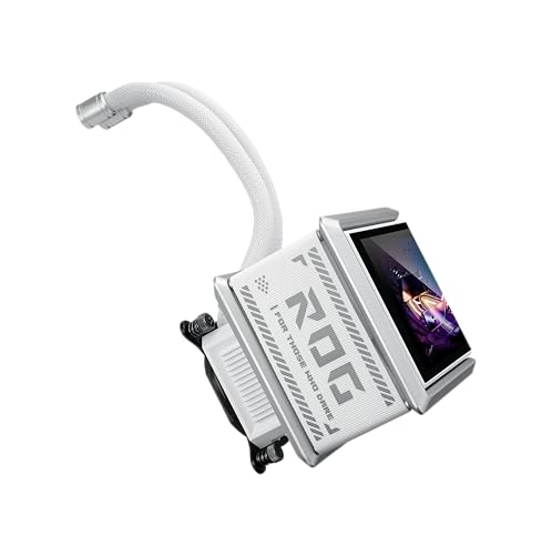ASUS ROG RYUO IV SLC 360 ARGB White Edition All in one CPU Liquid Cooler  Shortened tubing for Clean Aesthetic  Movable Curved 6 67 inch Display  6 Year Warranty
