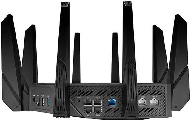ASUS ROG Rapture WiFi 6E Gaming Router  GT AXE16000    Quad Band  6 GHz Ready  Dual 10G Ports  2 5G WAN Port  AiMesh Support  Triple level Game Acceleration  Lifetime Internet Security  Instant Guard