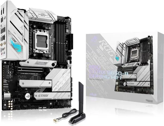 Placa base para juegos ASUS ROG STRIX B650-A GAMING WIFI 6E Socket AM5 (LGA 1718) Ryzen 7000 (12 + 2 etapas de potencia, DDR5, tres ranuras M.2, PCIe 4.0, LAN 2.5G, WiFi 6E, puerto USB 3.2 Gen 2x2 Tipo-C)