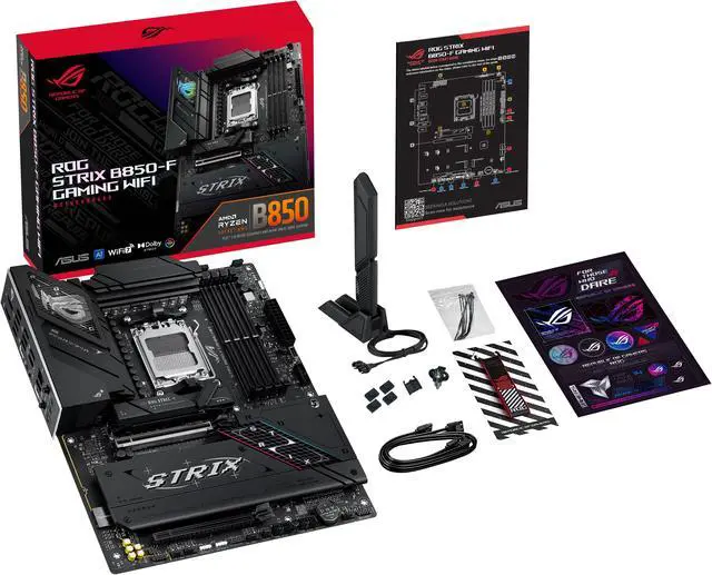 ASUS ROG STRIX B850 F GAMING WIFI AMD AM5 B850 F ATX motherboard 16 2 2 power stages  AI PC  DDR5 AEMP  WiFi 7  4x M 2  PCIe 5 0  total support of 19 USB  20Gbps Type C  AI Networking II  Aura Sync