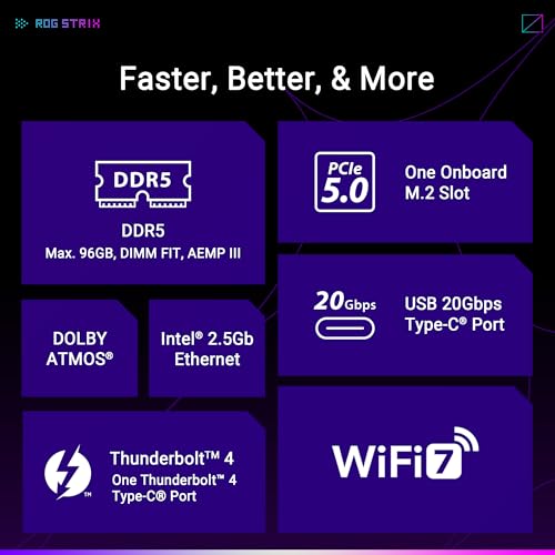 ASUS ROG STRIX B860 I GAMING WIFI B860 LGA 1851 mITX Mini ITX motherboard  Intel  Core  Ultra Series 2 Ready  Advanced AI ready  10 1 2 1 stage  DDR5  2 5G LAN  WiFi7  M 2  Thunderbolt  4  USB Type C 